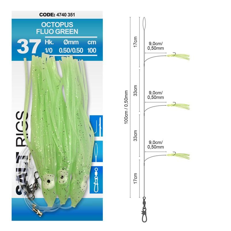 Spro Salt Rig #37 100cm Octopus 3/0  Fluo Green - foto 3