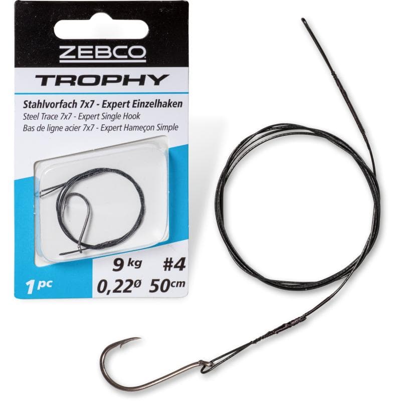 Zebco Trophy Steel Trace 7x7 Single Hook 6kg #2 50cm